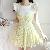 Korean Version Mini Lace Dress Yellow