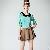 Lovely Collar Half Sleeve Color Block Top Light Green