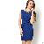 Western Elegant Belt Round Collar Blue Sleeveless Dress