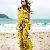 Western Leopard Wide Legs Chiffon Long Jumpsuits Yellow Blue