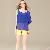 Western Short Sleeve Elegant Blue Chiffon T-shirt