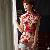 National Slim Flower Stand Collar Cheongsam Blouses Red