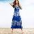 Bohemian Vocation Newly Long Chiffon Dresses Blue