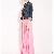 Chiffon Big Lap Long Skirt Pattern Green Black Pink