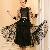 Dots Print Elastic Waist Skirts Black