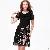 Elegant Embroidery Round Collar Black Dresses