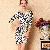 Elegant Leopard Printed Round Collar White Dresses