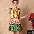 Elegant Printed Short Sleeve Pretty Dresses Yellow Red