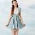 Elegant Puff Sleeve Short Sleeve Belt Unique Dresses Blue Red