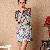 Fashion Elegant Floral Half Sleeve Printed Rounded Collar Dress Blue Yellow