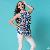 Floral Print Chiffon Halter Top Blue
