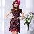 Hot Sale Elegant Printed Slim Lace Dresses Black Pink