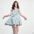 Hot Sale Pure Color Sleeveless Loose Dresses Light Blue