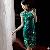 Luxurious Beads Retro Slim Elegant Cheongsam Dresses Deep Green