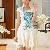 National Retro Embroidery Cheongsam Dress Blue Gold