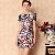 Newly Floral Slim Short Sleeve Elegant Dresses Purple