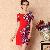Newly Flower Printed Slim Elegant Red Dress