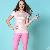 Short Sleeve Concise Design Summer Tees Pink Grey