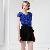 Short Sleeve Slimming T-shirt Flowers Sapphire Blue White