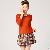Vintage Style Pleated Flower Skirts Red