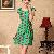 Western Elegant Dots Short Sleeve Green Chiffon Dresses
