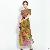 Western Elegant Printed Short Sleeve Long Silk Dress