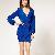 Western Elegant Puff Sleeve Cross Long Sleeved Dress Blue Black