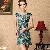 Western Short Sleeve Printed Rhinestone Dresses For Juniors Green Brown