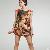 Elegant Printed Round Collar Orange Dresses