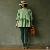 Half Sleeve Pleated Short Green Dress