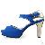 High Heel Womens Leather Sandals Blue