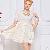 Round Collar Lace Decorate Romantic Dress Apricot Black