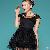 Short Sleeve Polka Dotted Dresses Black