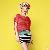 Silk Cut Out Shoulder Dress Red Blue
