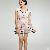 Summer Newly Flower Layers Short Sleeve Dress White Green