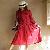 Vintage Round Collar Cotton Red Dress