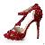 Peep Toe Shining Rhinestone Bridal Sandal Red