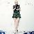 Western Style Casual Lace Dress Black And Green
