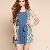Elegant Montage V Collar Sleeveless Dresses Blue Orange