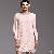 Lace Decorate Pink Black Dress Sheer Sleeves