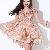 Newly Lotus V Collar Short Sleeve Chiffon Dresses Pink