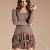 Western Pure Color Round Collar Long Sleeve Dresses Khaki