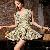 Retro Sweet V Collar Pleated Printed Dress