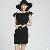 Newly Elegant Lotus Boat Collar Backless Dress Black