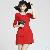 Newly Sweet Elegant Pure Color High Waist Dress Red Black
