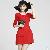 Newly Sweet Elegant Pure Color High Waist Dress Red Black