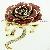 Brooch, Rose Flower, Clear Crytal Red Enamel, Electroplate Gold, Dbh00847