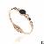 Single Ring Linked Fashion Rose Gold Hollowed Bangle With Black Enamel And Zircons Imbeded