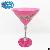 Bling Glitter Decor Pink Color Martini Cocktail Glass Long Stem Glass