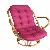 Armchair With Maroon Cushion, Natural Rattan